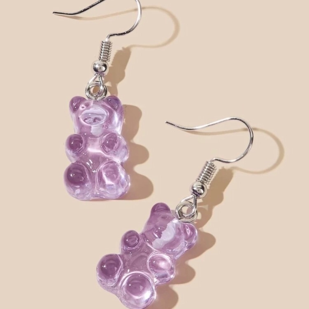 🌻 Just In!! Adorable Purple Bear Drop Earrings - Picture 2 of 3